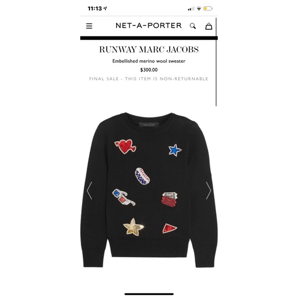 Runway Marc Jacobs Embellished Merino Wool Sweater - Picture 3 of 8